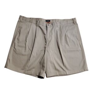 Dockers Mens 46 Khaki Pleated Stain Defender Cotton Chino Shorts 315390725